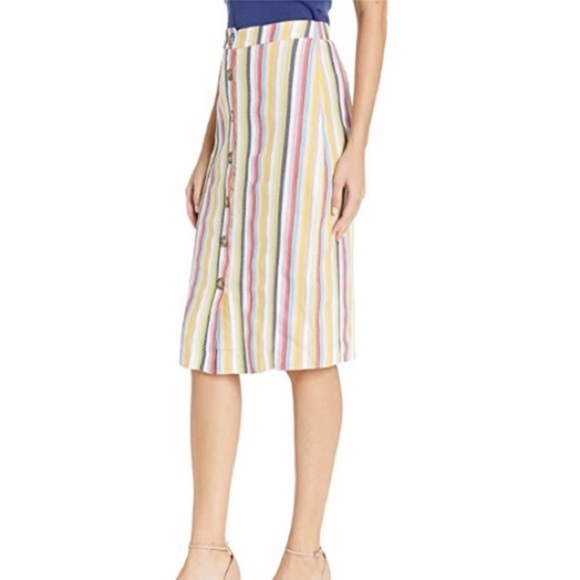 ECI Women's Striped Button-Up Midi Skirt Size L Multicolor Soft Comfortable - Picture 6 of 9